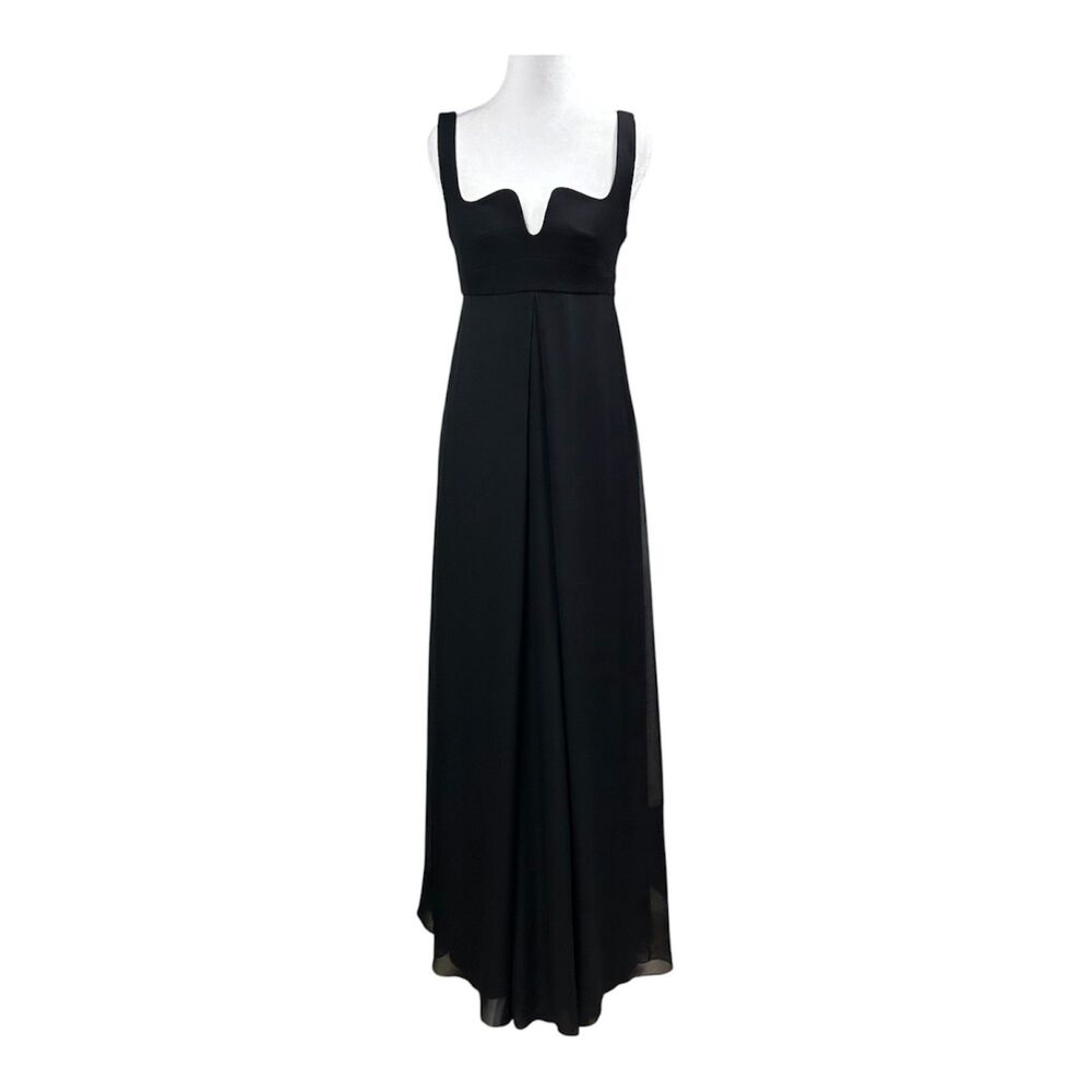Diane Von Furstenberg Asti Two Silk Notched Maxi Dress Empire Waist Sz 4 Black